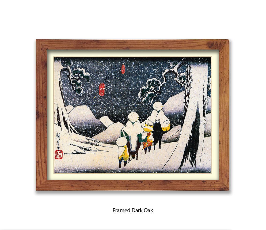 Snow Travellers On Horseback Japanese Art Print