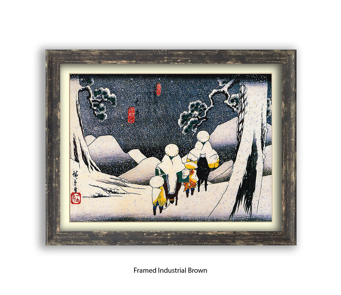 Snow Travellers On Horseback Japanese Art Print