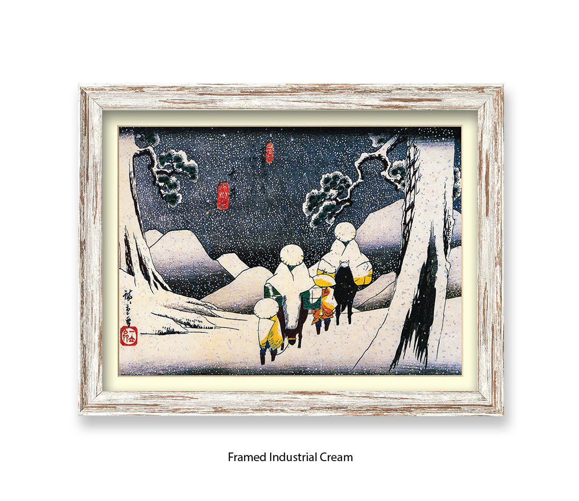 Snow Travellers On Horseback Japanese Art Print