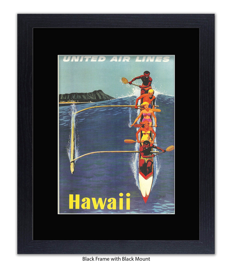 Hawaii Canoe  United Airlines Art Print