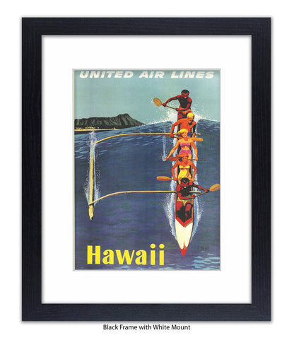 Hawaii Canoe  United Airlines Art Print