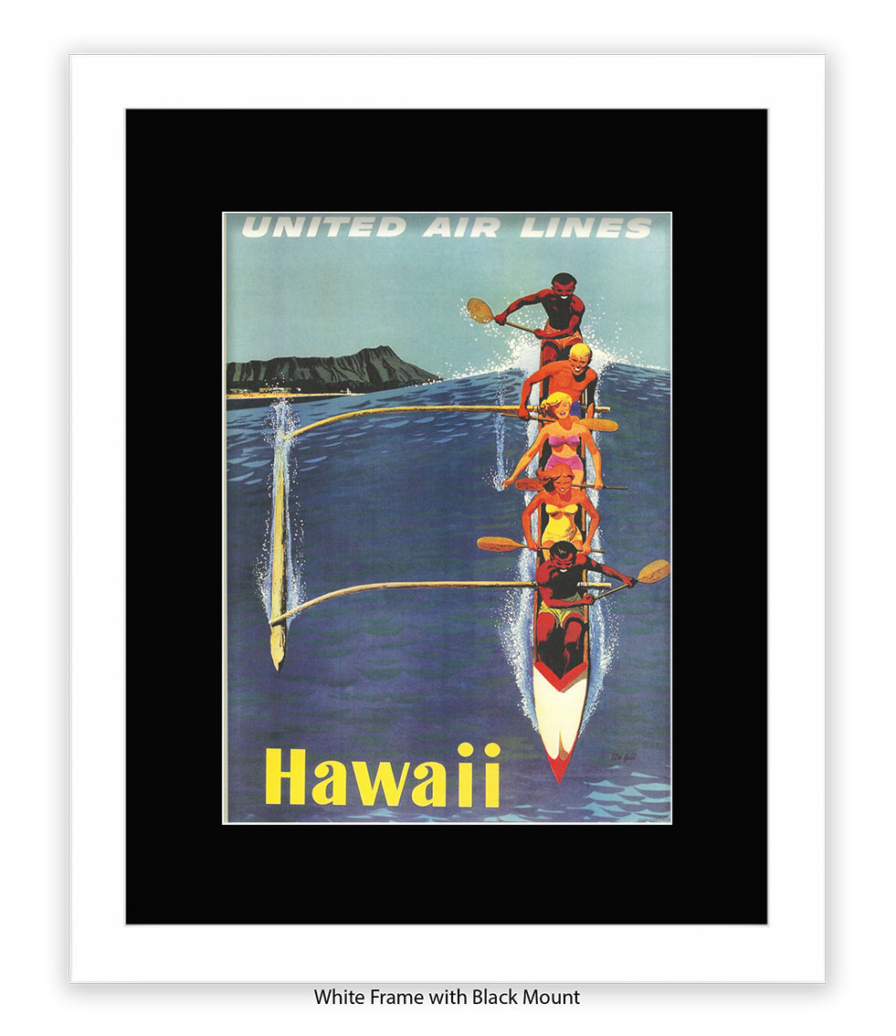 Hawaii Canoe  United Airlines Art Print