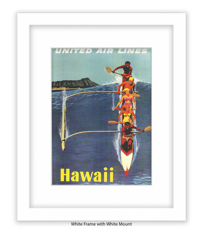 Hawaii Canoe  United Airlines Art Print