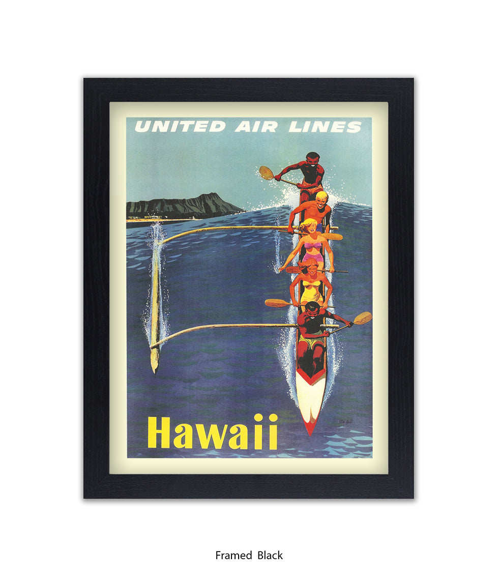 Hawaii Canoe  United Airlines Art Print