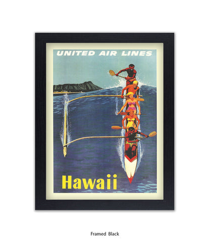 Hawaii Canoe  United Airlines Art Print