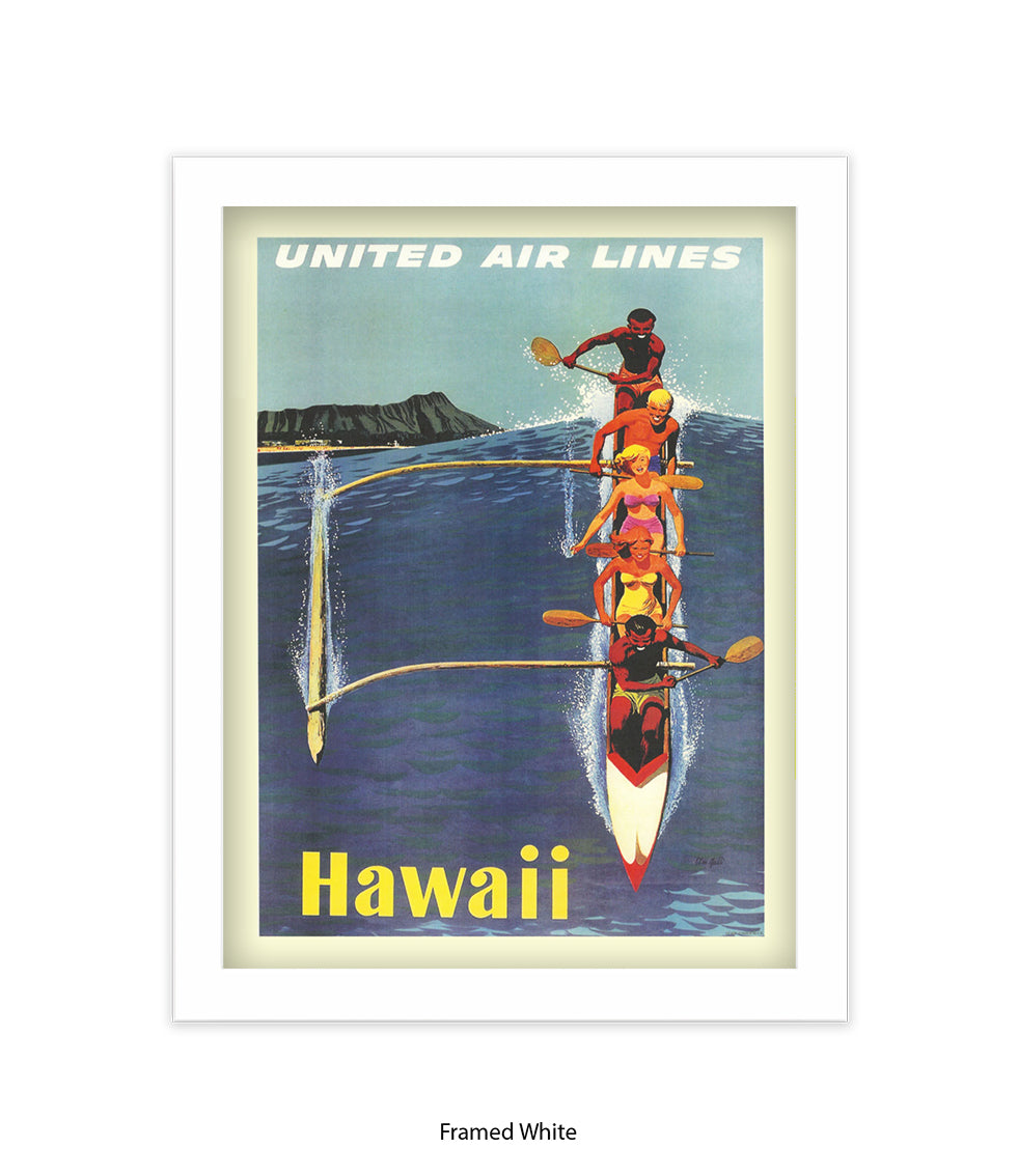 Hawaii Canoe  United Airlines Art Print