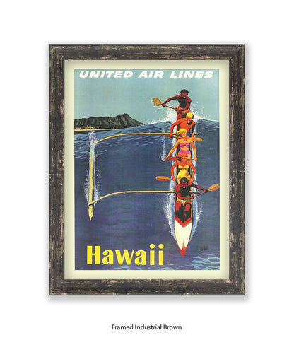 Hawaii Canoe  United Airlines Art Print