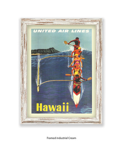 Hawaii Canoe  United Airlines Art Print