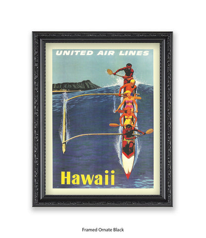 Hawaii Canoe  United Airlines Art Print