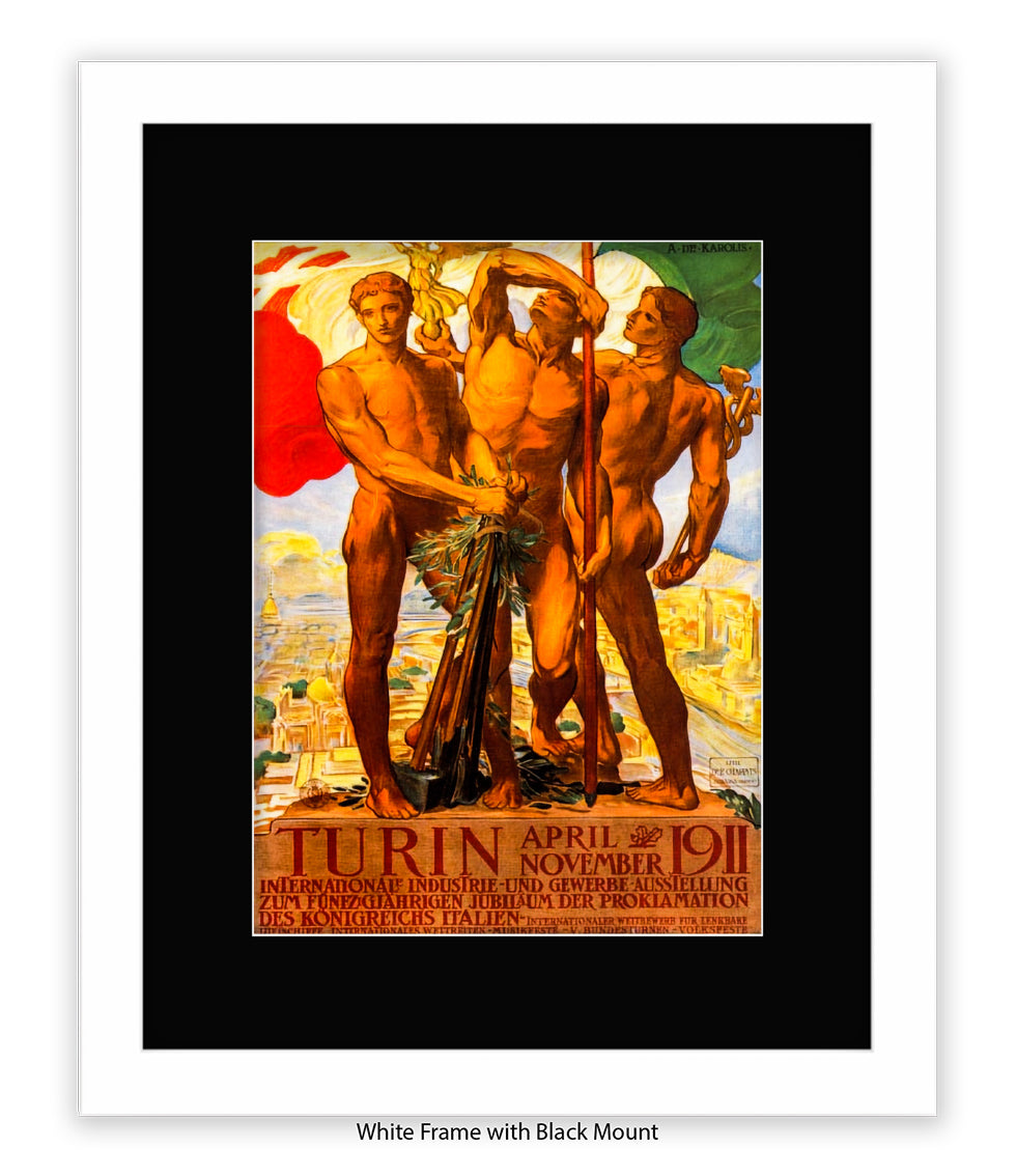 3 Statues - Int Expo Industry Turin April 1911 Art Print