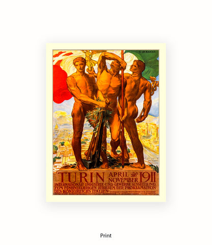 3 Statues - Int Expo Industry Turin April 1911 Art Print