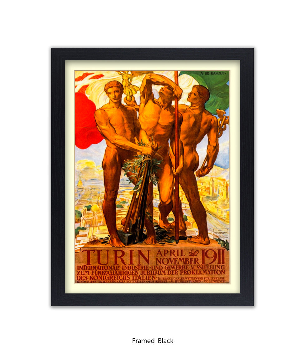 3 Statues - Int Expo Industry Turin April 1911 Art Print