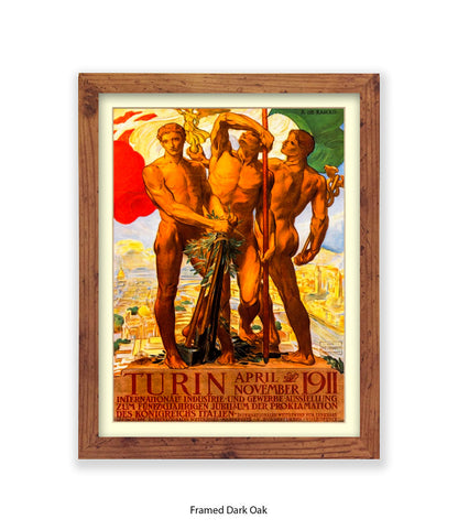 3 Statues - Int Expo Industry Turin April 1911 Art Print