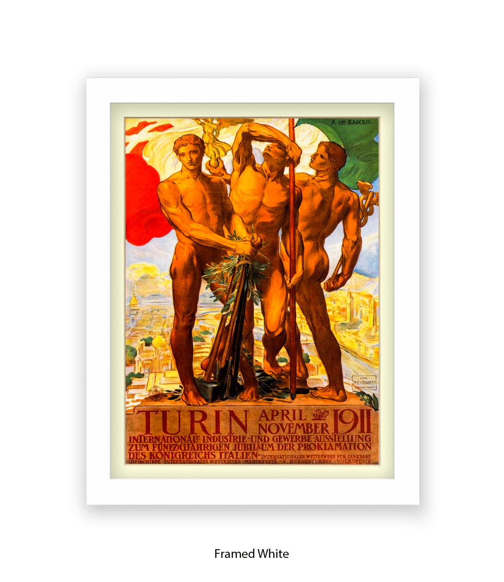 3 Statues - Int Expo Industry Turin April 1911 Art Print