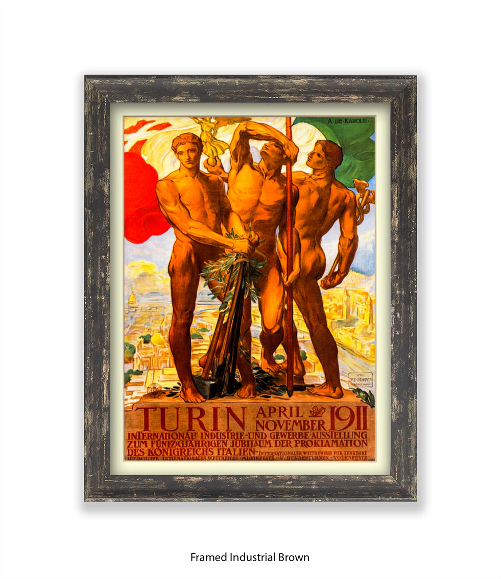 3 Statues - Int Expo Industry Turin April 1911 Art Print