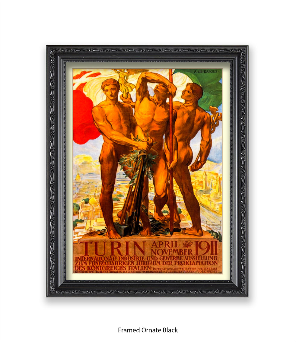 3 Statues - Int Expo Industry Turin April 1911 Art Print