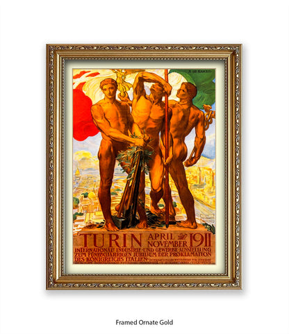 3 Statues - Int Expo Industry Turin April 1911 Art Print