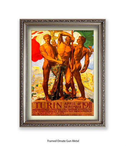 3 Statues - Int Expo Industry Turin April 1911 Art Print