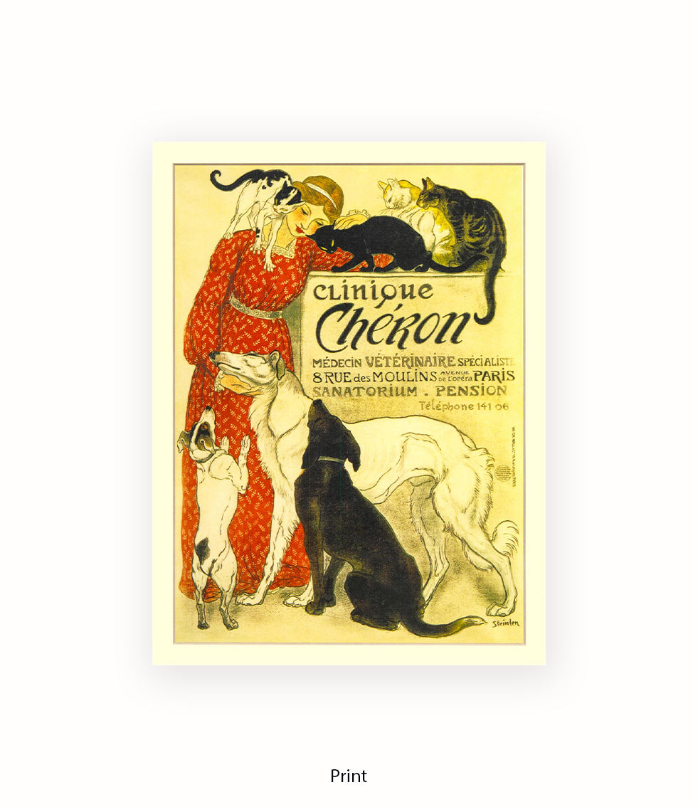 Clinique Cheron - Veterinaire Cat & Dogs - Steinlen Art Print