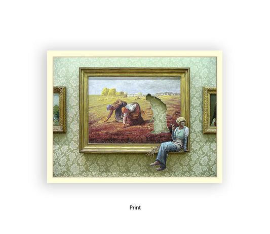 Cigarette Break  Out of the Frame Banksy Art Print