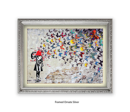 Pistol Head Butterflies Banksy Art Print