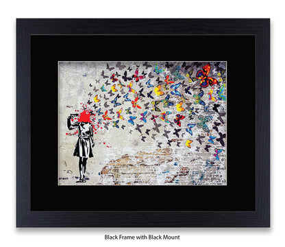 Pistol Head Butterflies Banksy Art Print