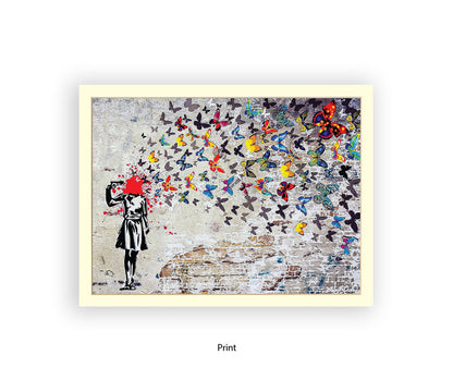 Pistol Head Butterflies Banksy Art Print