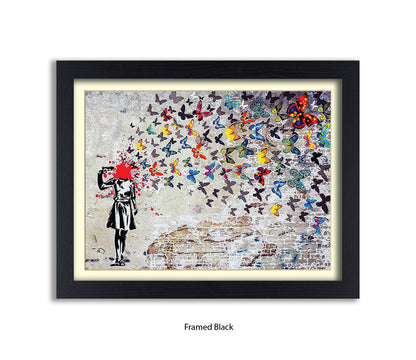 Pistol Head Butterflies Banksy Art Print