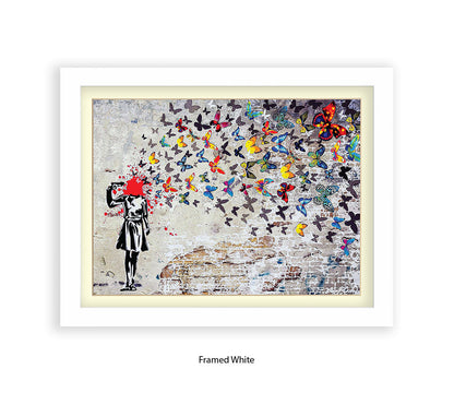 Pistol Head Butterflies Banksy Art Print