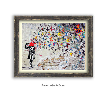 Pistol Head Butterflies Banksy Art Print