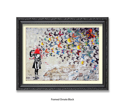 Pistol Head Butterflies Banksy Art Print