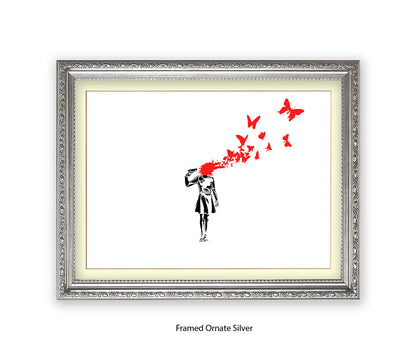 Pistol Head - White - Banksy Art Print