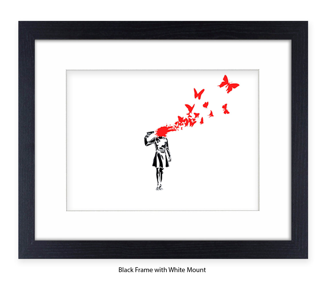 Pistol Head - White - Banksy Art Print