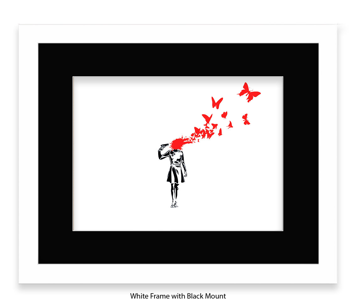 Pistol Head - White - Banksy Art Print