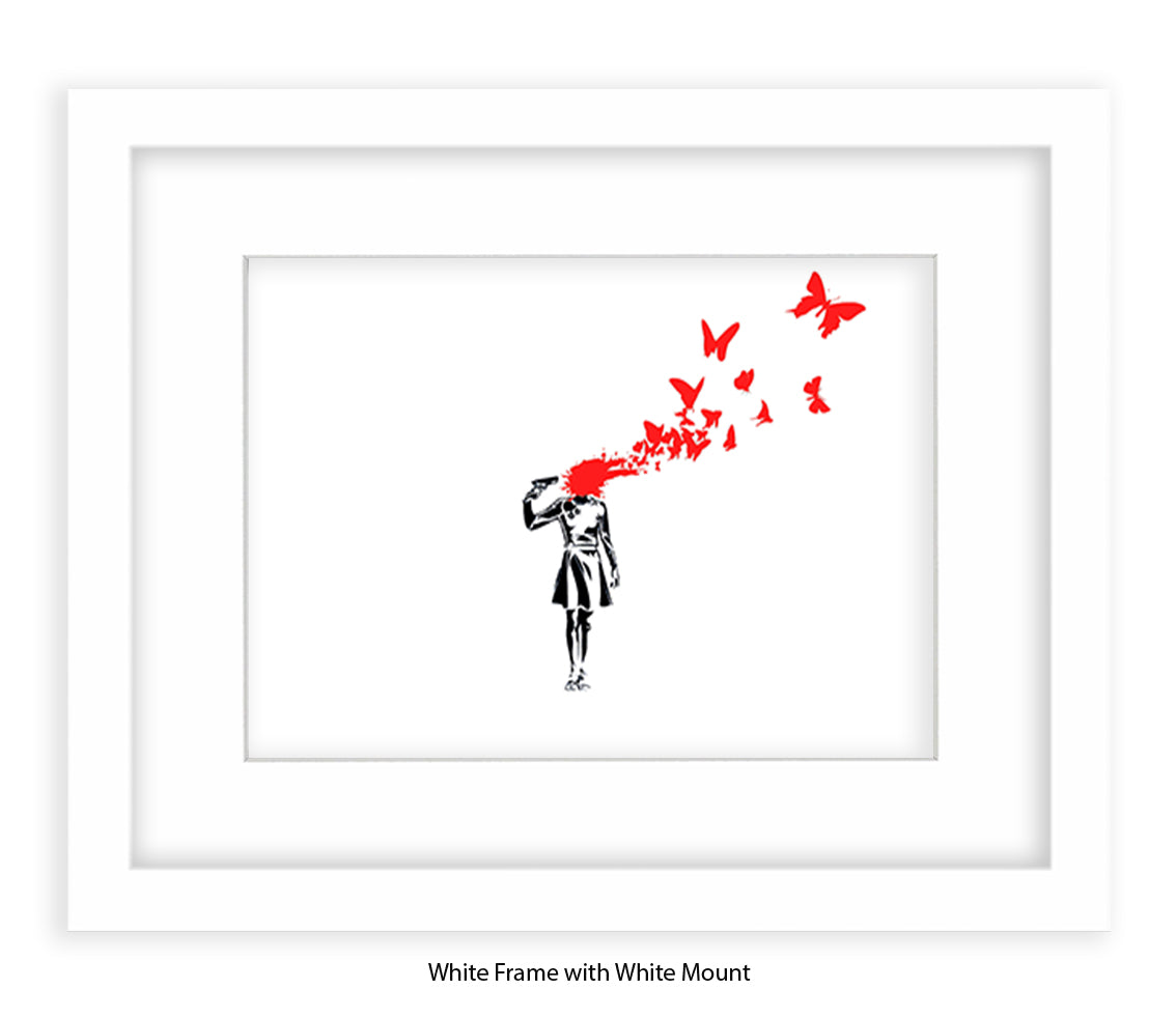 Pistol Head - White - Banksy Art Print