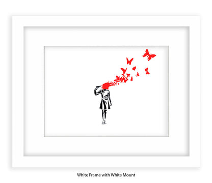 Pistol Head - White - Banksy Art Print