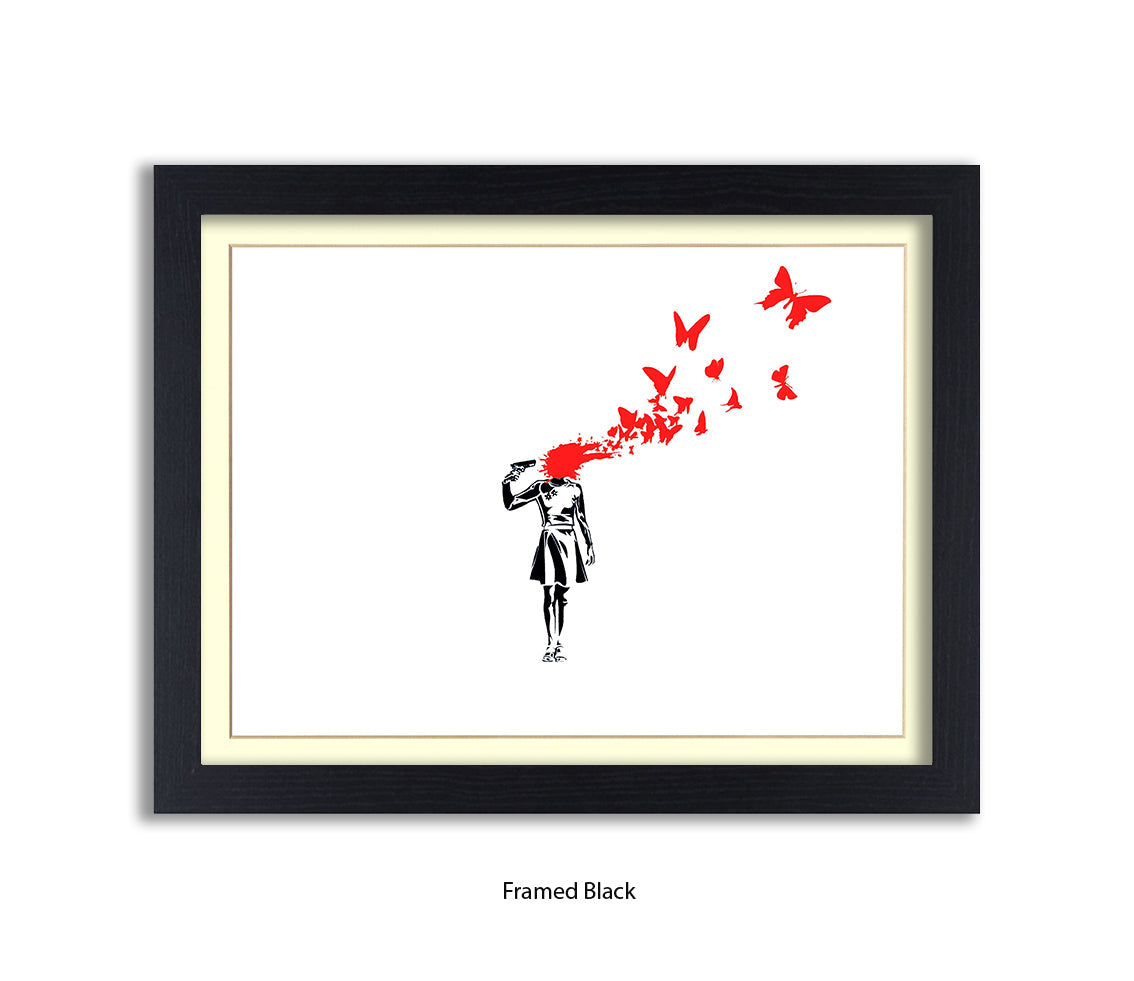 Pistol Head - White - Banksy Art Print