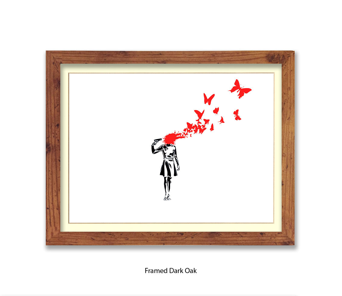 Pistol Head - White - Banksy Art Print