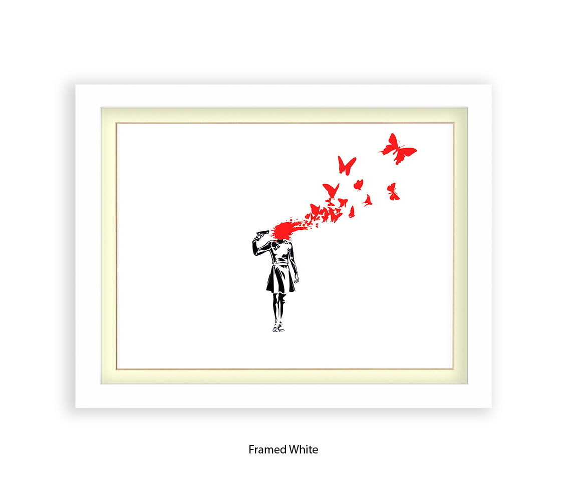 Pistol Head - White - Banksy Art Print