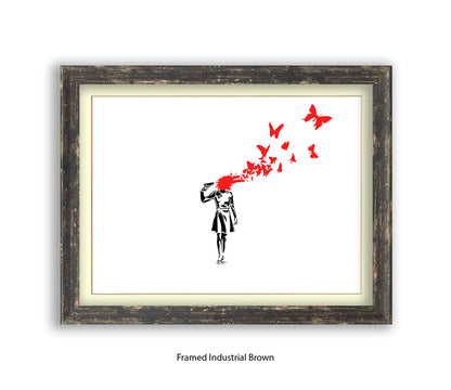 Pistol Head - White - Banksy Art Print