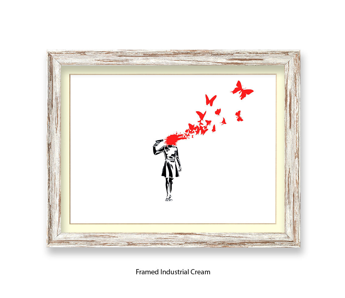 Pistol Head - White - Banksy Art Print