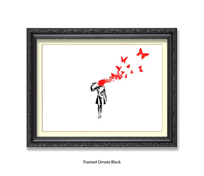 Pistol Head - White - Banksy Art Print