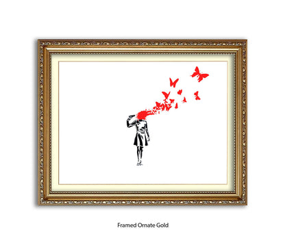 Pistol Head - White - Banksy Art Print