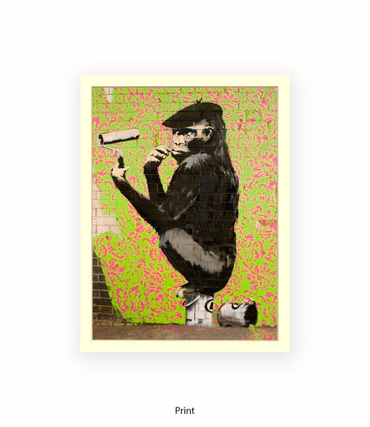 Ape Sitting On Paint TinÊ Banksy Art Print