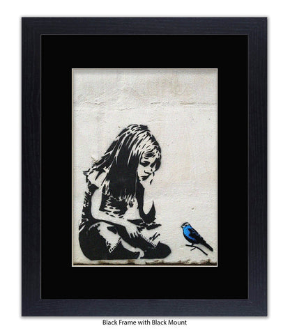 Blue Bird Girl Banksy Art Print