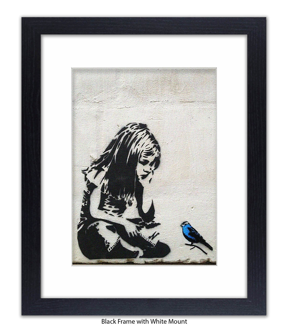 Blue Bird Girl Banksy Art Print