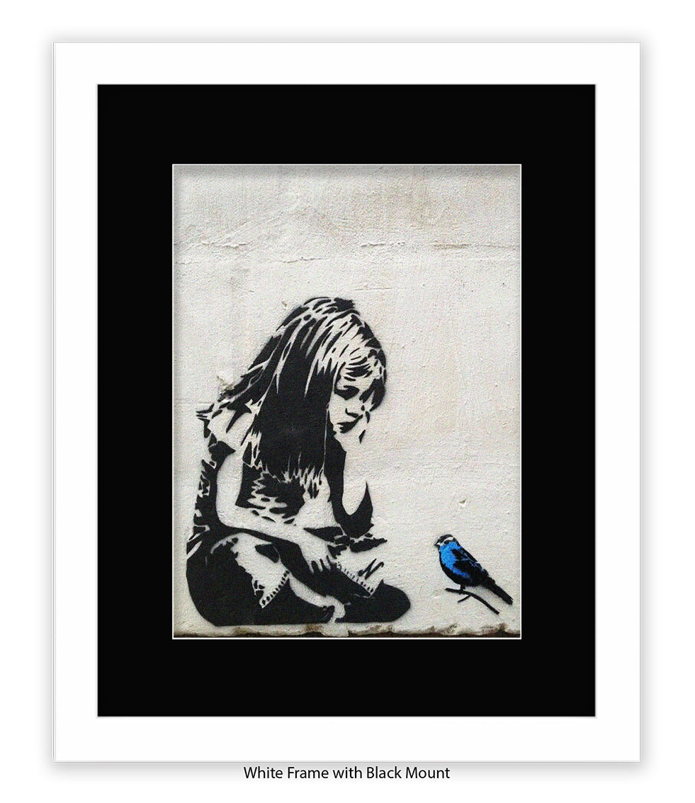 Blue Bird Girl Banksy Art Print