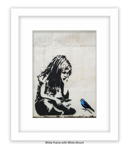 Blue Bird Girl Banksy Art Print