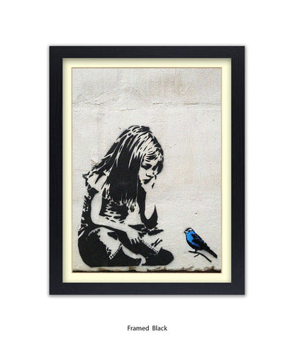 Blue Bird Girl Banksy Art Print