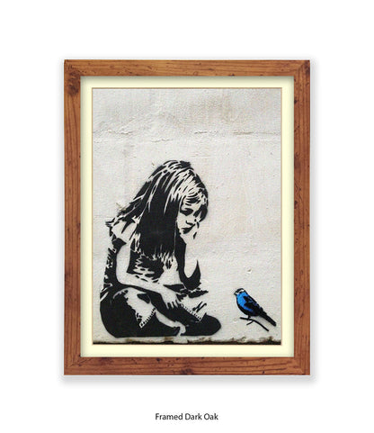 Blue Bird Girl Banksy Art Print